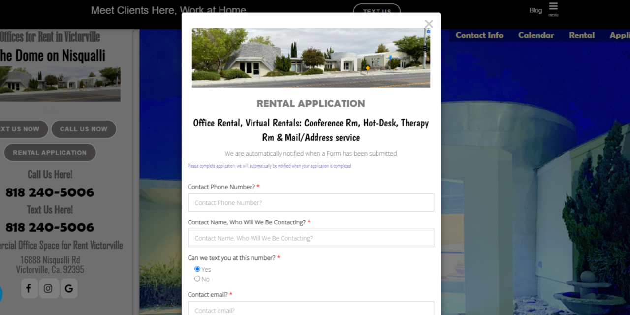 Several easy-to-use business tools are included - here is the form feature showing a Rental Application